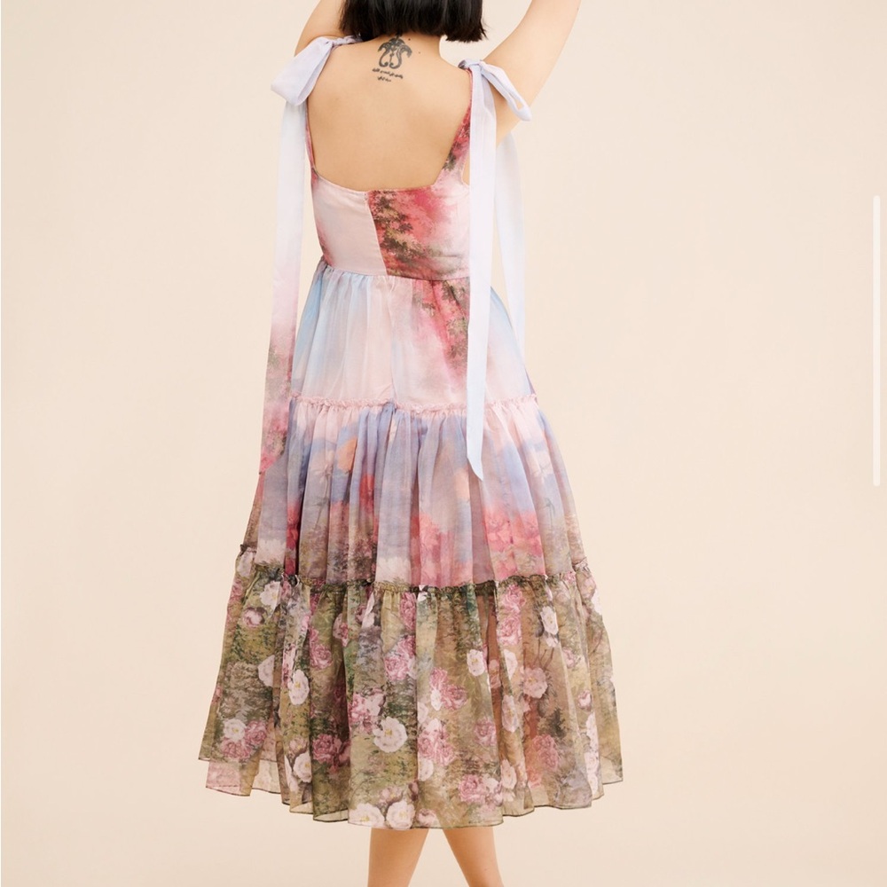 Floral Tiered Midi Dress with Bow Straps - Multi - Picture 2 of 4